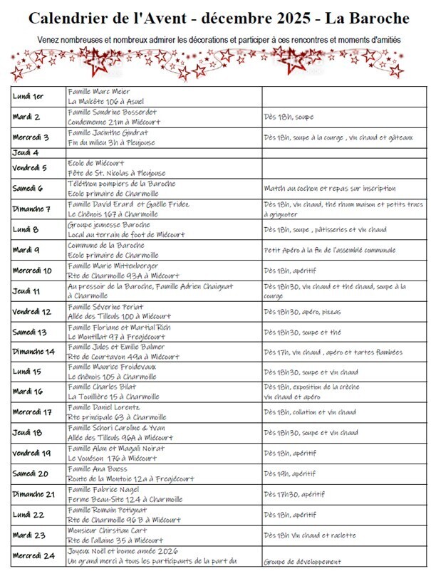 Calendrier de l'Avent 2025
